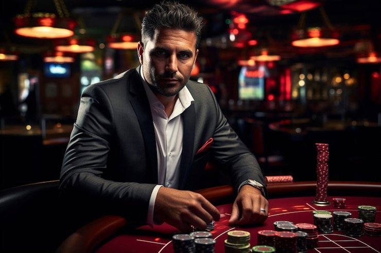 Dealer profesional melempar dadu di studio Live Sic Bo buaya777